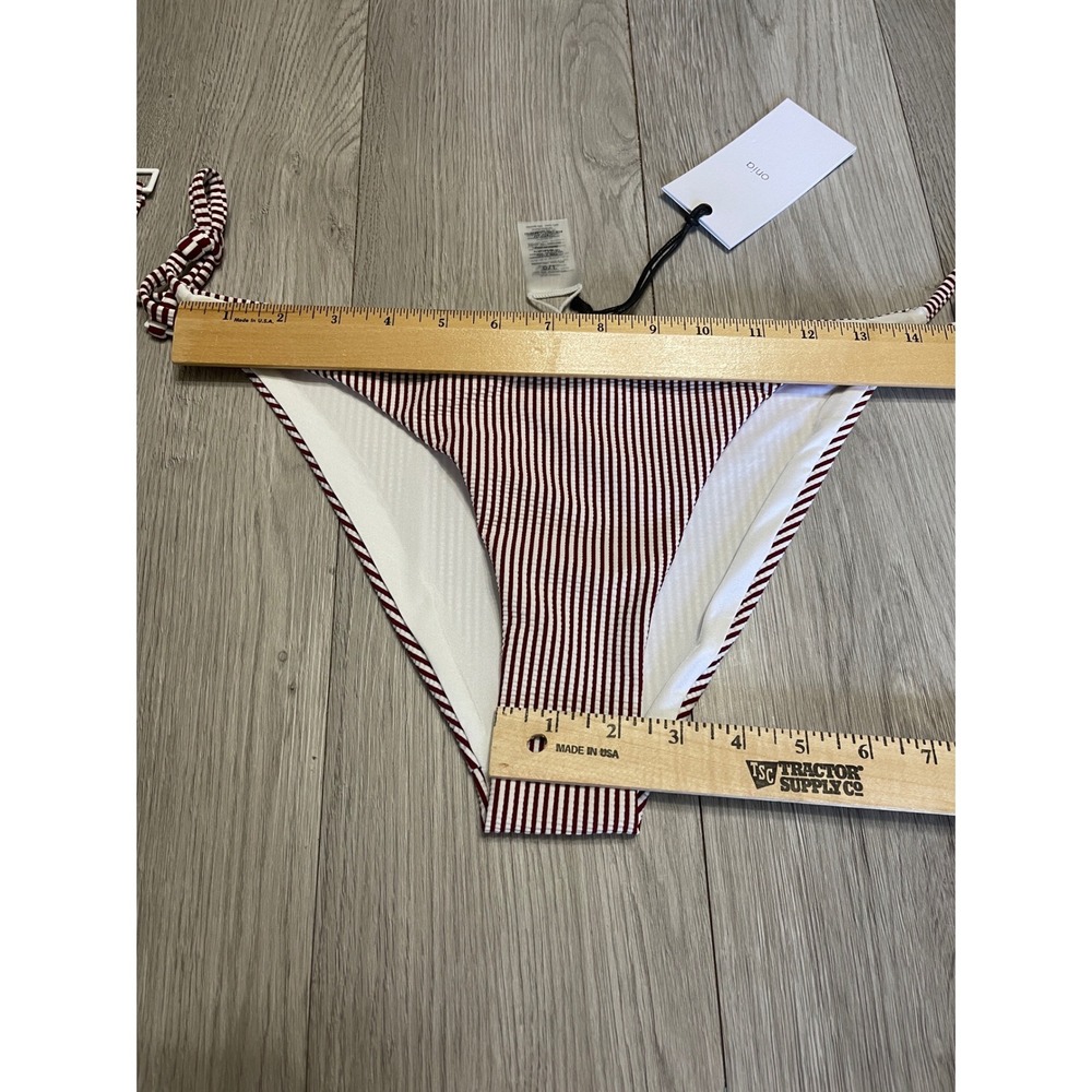 Onia coastal prep red white seersucker bikini bottoms resortwear beachcore - Picture 4 of 13